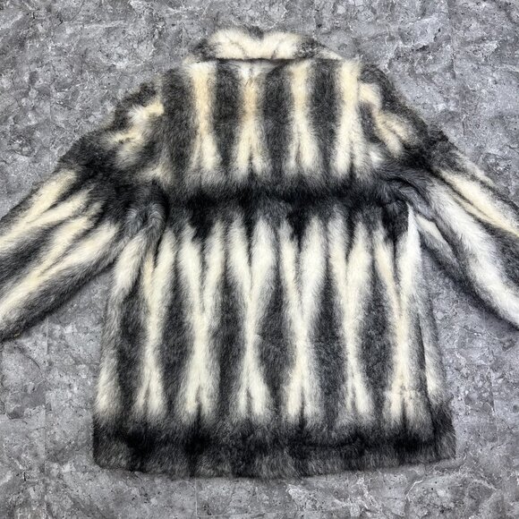 Vintage Olympia Limited Inc Womens Gray Black Faux Fur Coat Size L Made In USA - Picture 7 of 7